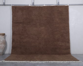 Beni ourain rug - Moroccan Brown rug - Solid area rug - Berber rug - Moroccan rug - Plain rug - Custom rug - Handmade rug - Morocco rug