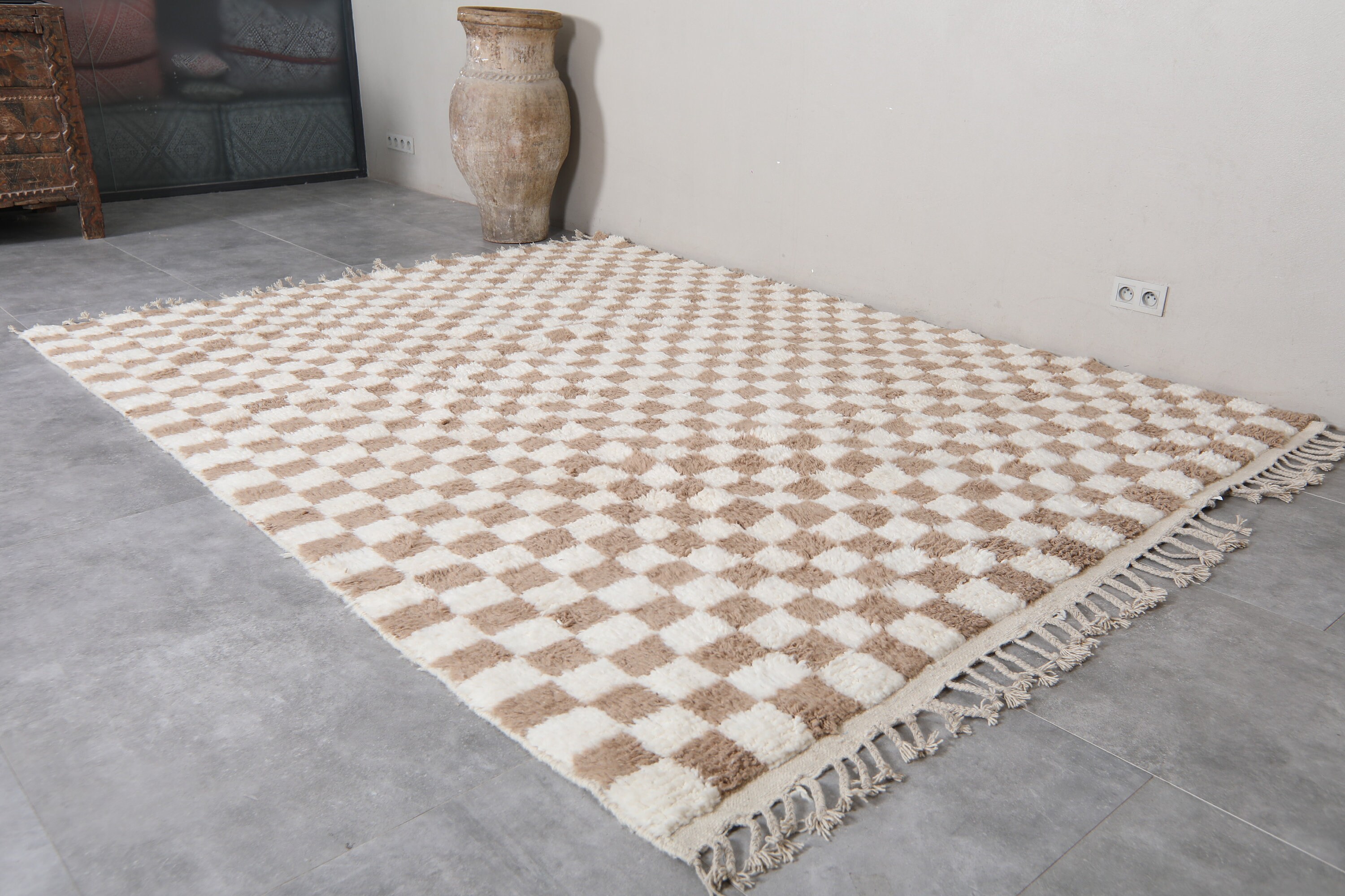 Checkered Brown Rug - Moroccan Rug - Checkered Rug - Brown Checkered ...