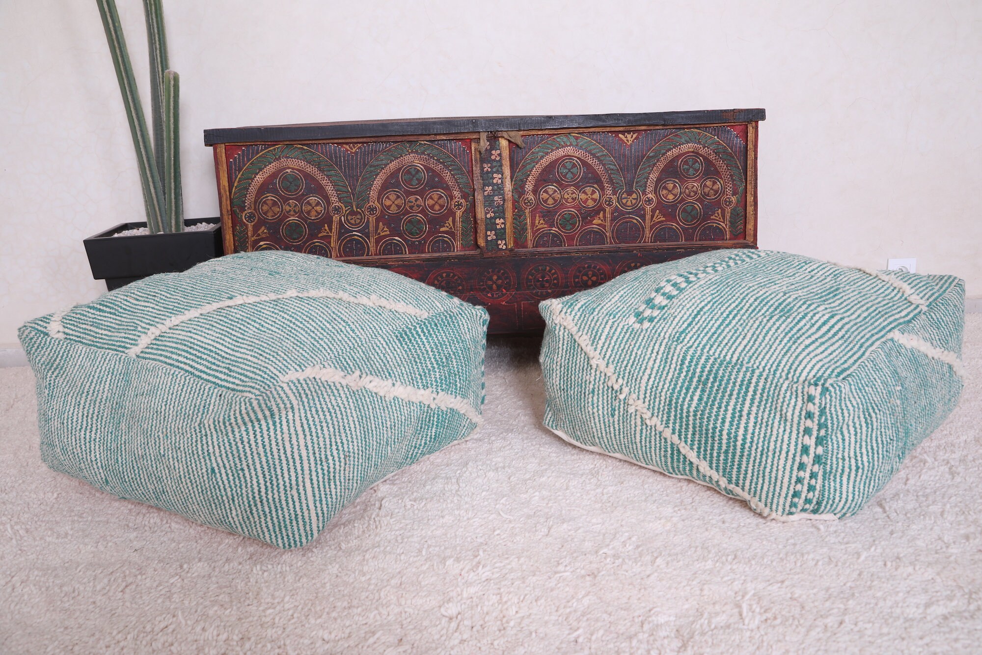 Turkish Kilim Rug Sitting Cushion Floor Pillow - 23″ X 23″