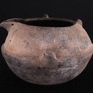Old berber clay pot 9.4 inches w x 9.8 inches h - vintage moroccan pottery