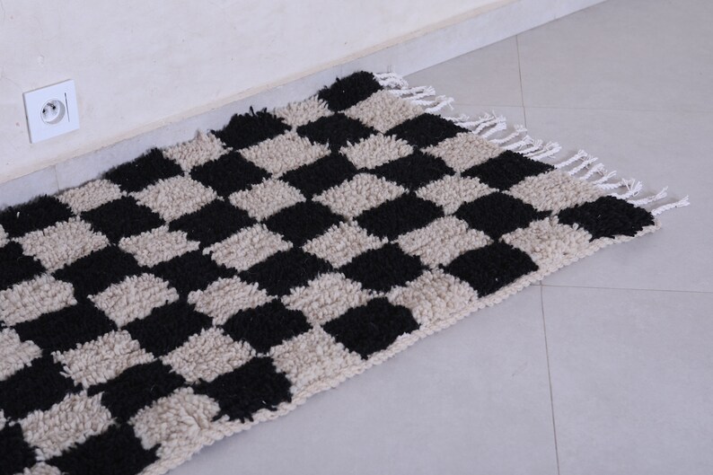 Black and White Checkerboard Rug 2 X 5.6 Feet Berber Rug Runner ...