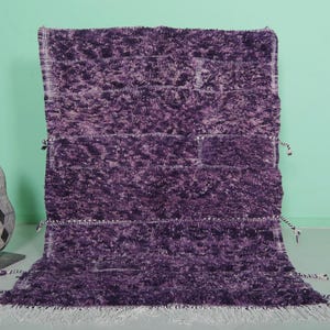 Deep purple Moroccan rug 4.5 x 6.3 feet Luxurious handmade wool rug - Purple Berber rug - Plush boho floor rug - Vintage area rug - Wool rug