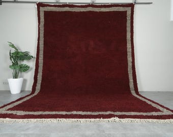 Solid Burgundy moroccan rug - Customizable beni ourain rug - Minimalist neutral Berber rug - Handmade moroccan wool rug - Moroccan area rug