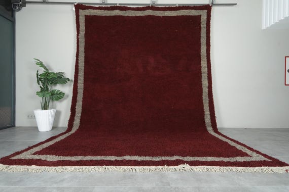 Solid Burgundy moroccan rug - Customizable beni ourain rug - Minimalist neutral Berber rug - Handmade moroccan wool rug - Moroccan area rug