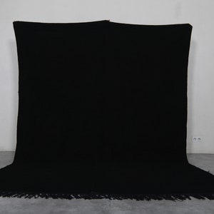 Moroccan black rug - Flat area rug - Kilim black rug - Beni ourain berber rug - Custom size rug - Handmade rug - Moroccan area rug