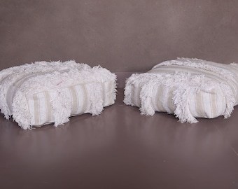 Pouf marocchino per case boho minimaliste - Cuscino pouf da pavimento Kilim fatto a mano da 24 x 24 pollici per arredamento boho e stile marocchino