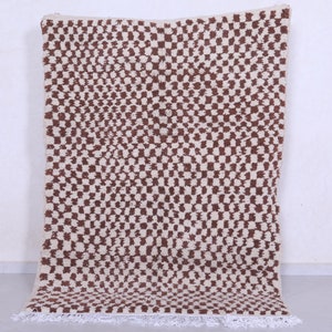 Checkered moroccan rug 4.7 x 6.4 feet moroccan area rug - handmade rug - beni ourain rug - moroccan checkered rug - morocco rug
