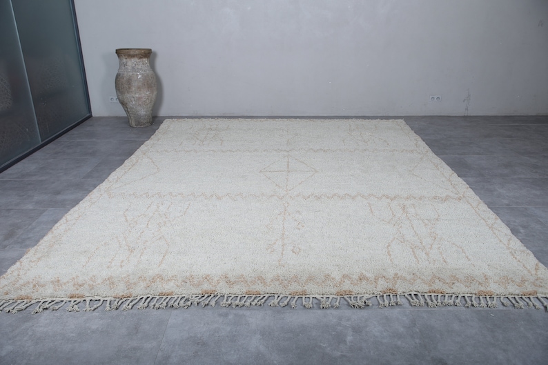 Beni Ourain Teppich Beige Tuareg Teppich aus Wolle in Beige Handgewebter Teppich Marokkanischer Berber Teppich Marokko Teppich Bild 2