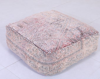 Boho floor seating to add culture to your home - Handmade 24x24 inch Kilim Floor Pouf Cushion for Bohemian Decor & Moroccan Style