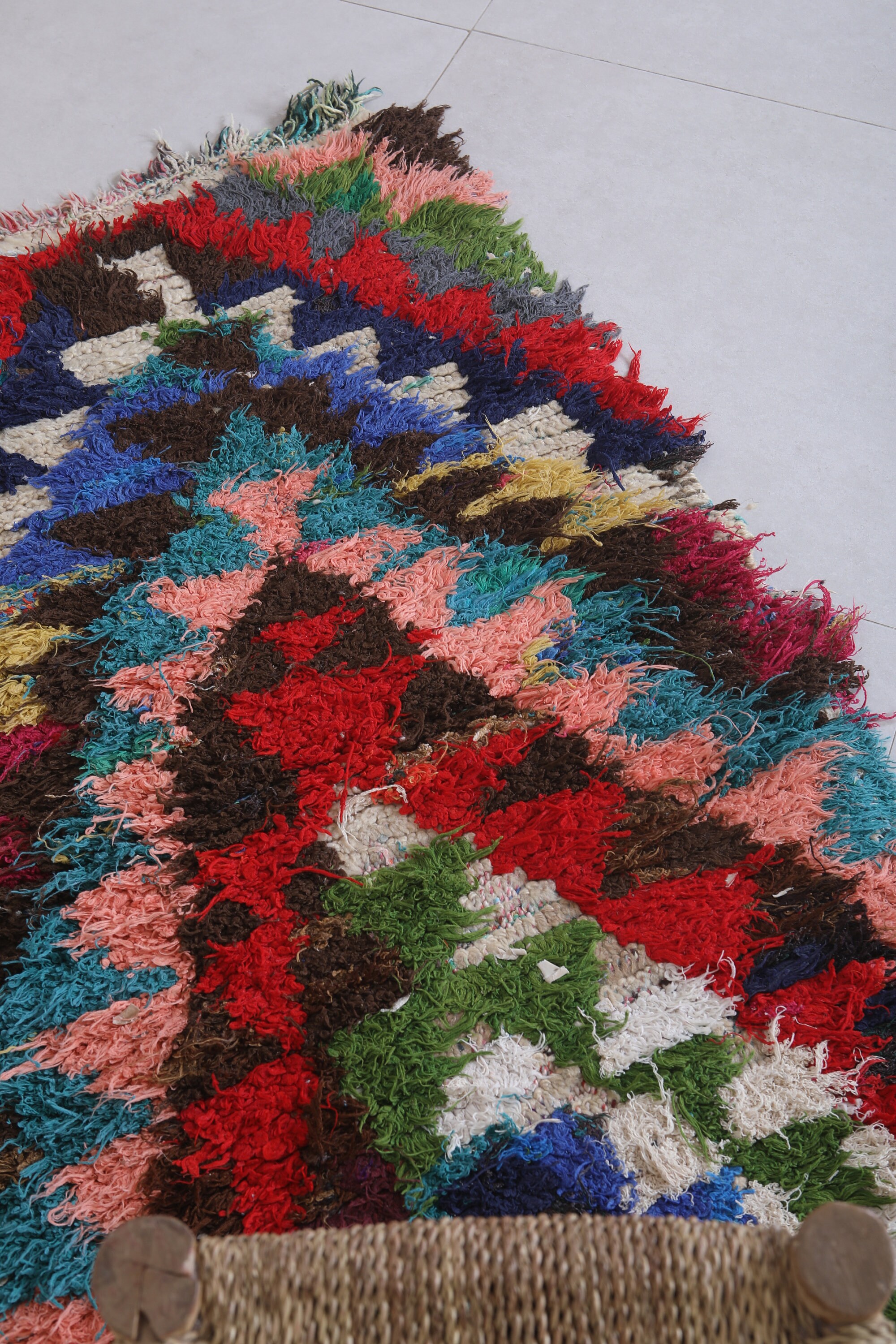 【希少・手織り】モロッコ製 ベルベルラグ／ハンドメイド・未使用 ヴィンテージ ランナーラグ 2.3 x 4.3 フィート ハンドメイド