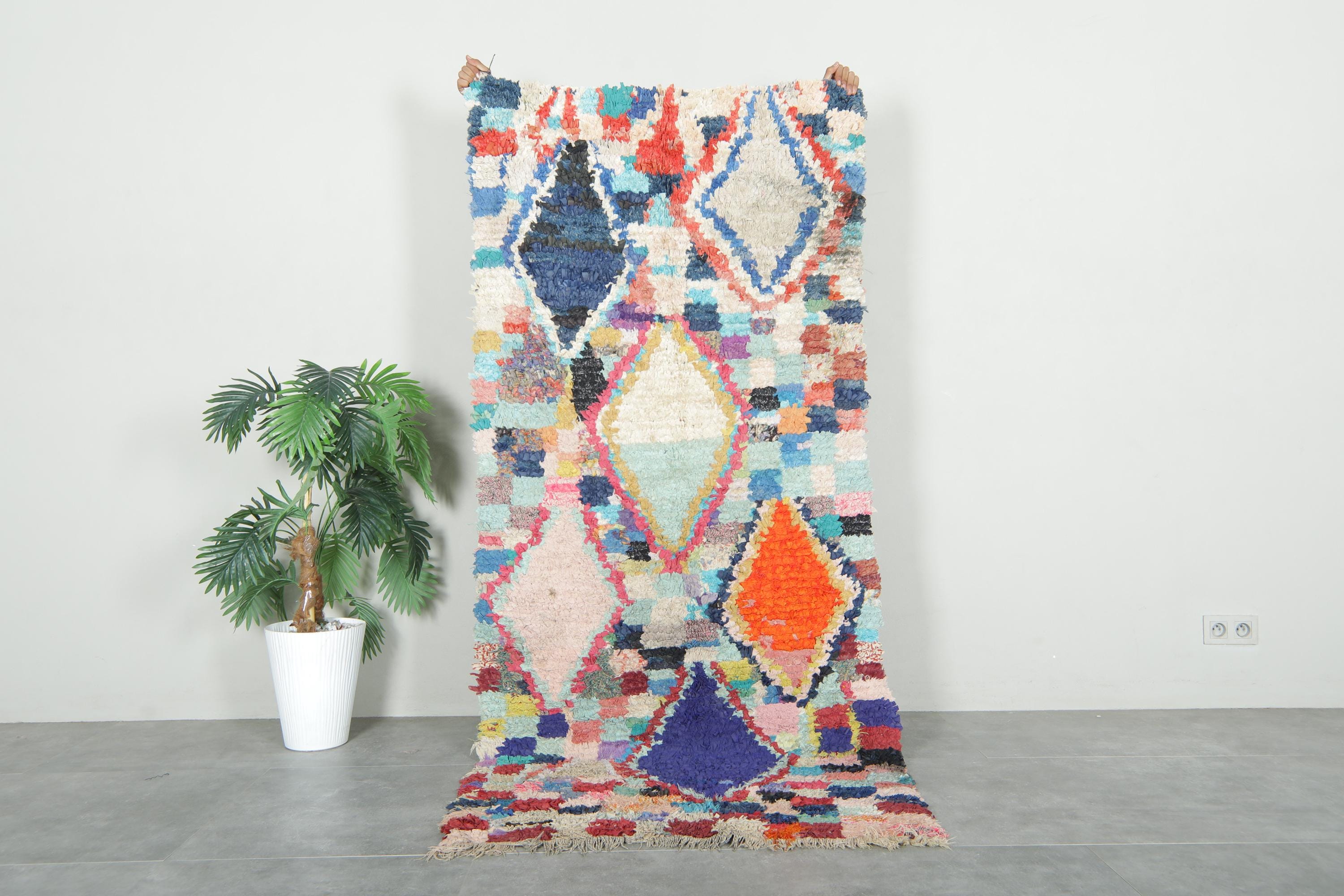 カラフルなモロッコラグ 3.4 x 7.3 フィート - ハンドメイドのブー