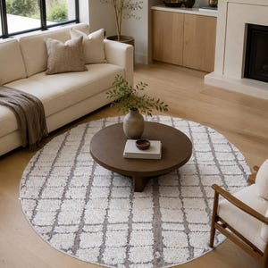 Moroccan Round rug - Custom size rug - moroccan circle rug - round rug grid - beige rug - wool round rug - berber rug - berber rug round image 8