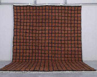 Handmade Moroccan rug 8 x 10.7 feet Brown grid rug - Morocco rug - Beni ourain rug - Moroccan rug - Brown rug - Berber rug