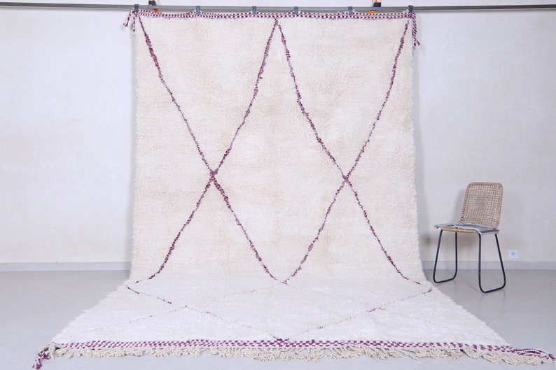 Moroccan rug Hand knotted Trellis rug berber rug Custom rug Handmade rug Genuine lamb wool Morocco rug Beni ourain rug image 1