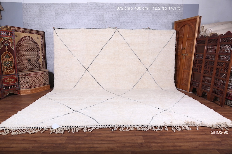 Moroccan rug Hand knotted Beni ourain rug all wool berber rug Custom rug handmade rug Genuine lamb wool image 3