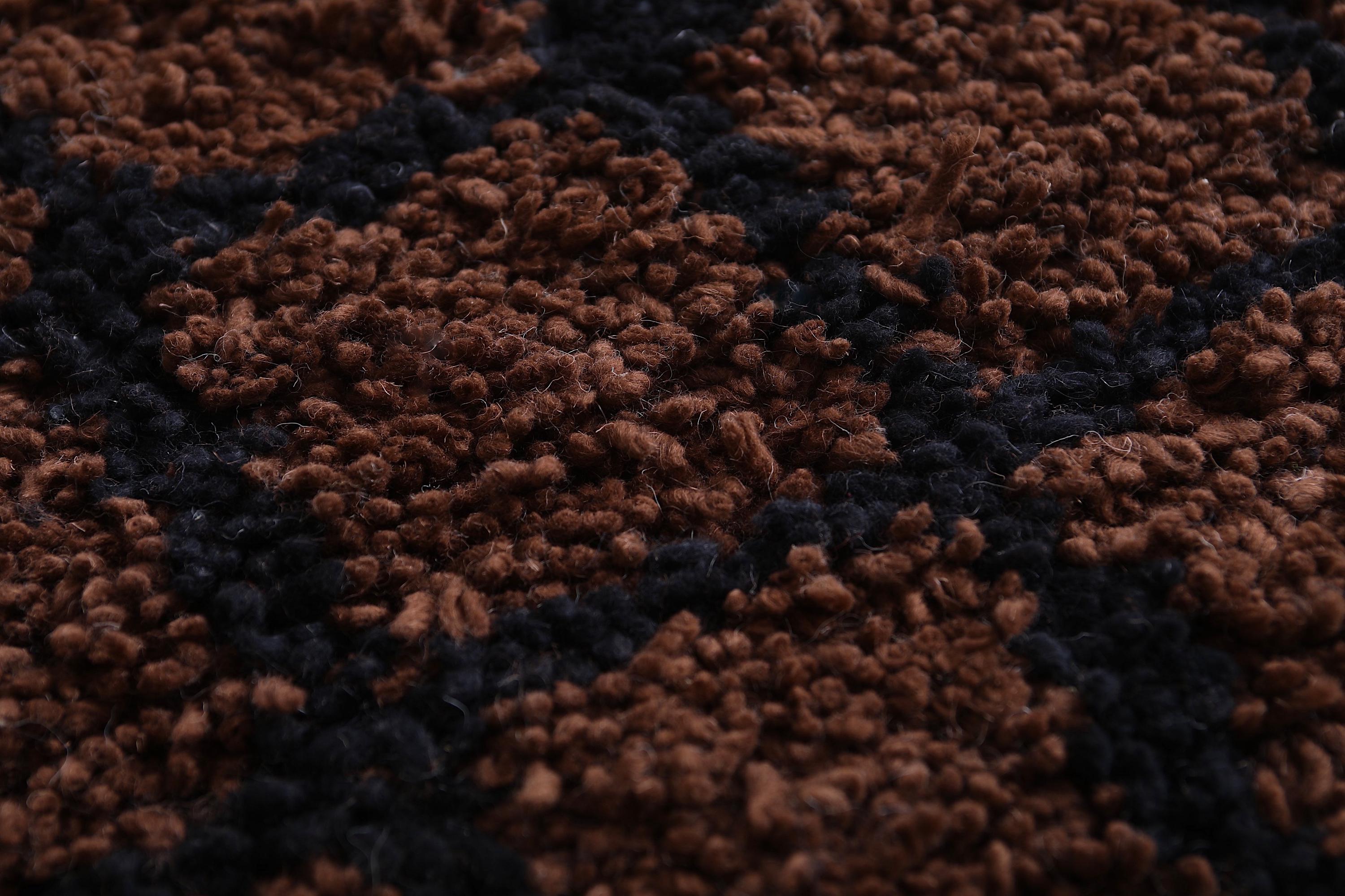 モロッコラグ ブラウン - グリッドラグ - ハンドメイドベルベルラグ
