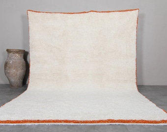 Custom Beni ourain rug - Moroccan rug - Custom size rug - Orange border - Moroccan Berber rug - Handmade rug - Moroccan rug - Wool rug