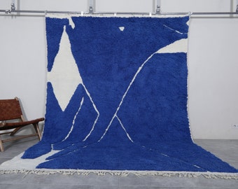 Moroccan Blue rug 7.7 x 10.4 feet Floor blue rug - Berber moroccan rug - Blue kilim - Handmade rug - Moroccan area rug - hand knotted rug