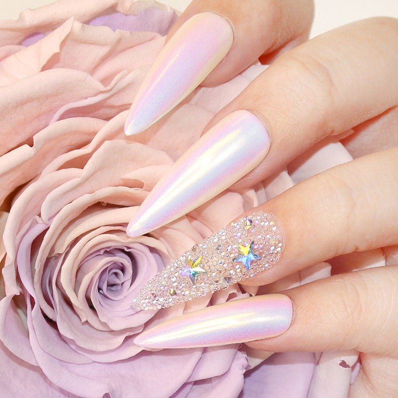 Unichrome Aurora Unicorn Chrome Powder Rainbow Nails