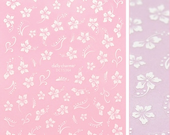 Floral Nail Art Sticker / Tropical Hibiscus / White
