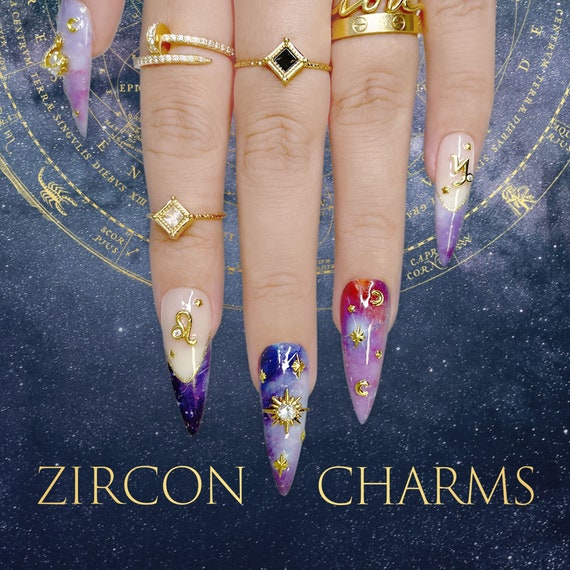 Daily Charme Nail Art Charms Crystal Circle / Zircon Charm / Gold