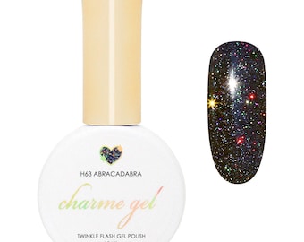 Charme Gel / H63 Abracadabra - Daily Charme Holographic Twinkle Reflective Flash Black Soak Off UV Gel Nail Polish Color for Nail Art