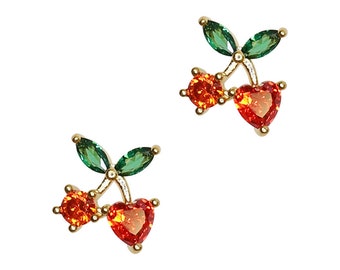 Lovely Cherry / Zircon Charm / Gold