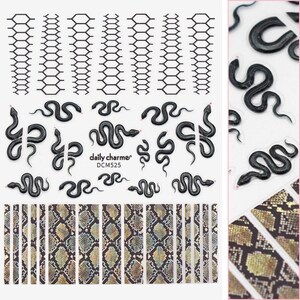 3D Embossed Nail Art Sticker / Holo Sunbeam Snake