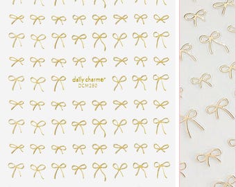 Kawaii Nail Art Sticker / Coquette Bows / Gold