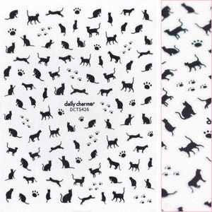 Kawaii Nail Art Sticker / Cat Silhouette