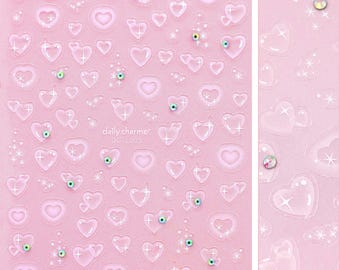 Valentine Bejeweled Nail Art Sticker / Love Bubbles