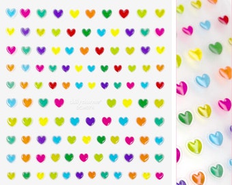 3D Embossed Nail Art Sticker / Rainbow Jelly Hearts