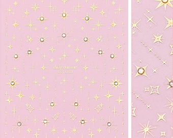 Bejeweled Nail Art Sticker / Eternal Starlight / Metallic Gold