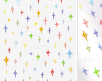 3D Embossed Nail Art Sticker / Pastel Rainbow Jelly Sparkles