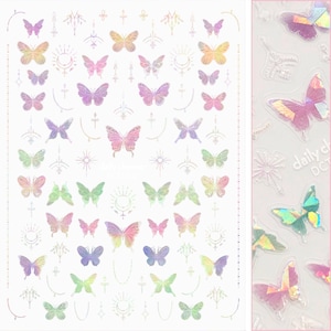 Holographic Butterfly Nail Art Sticker / Whimsical Wings / Pastel