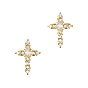 Ornate Cross / Zircon Charm / Gold