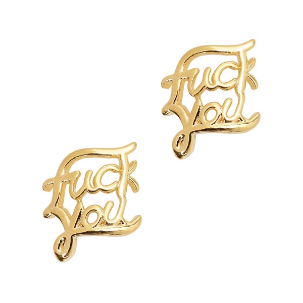 Daily Charme Retro Nail Charms - Gold Fuck You 3D Metallic Nail Jewelry