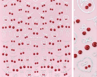 3D Embossed Nail Art Sticker / Cherry Crush