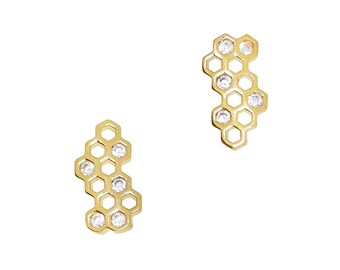 Honeycomb / Zircon Charm / Gold