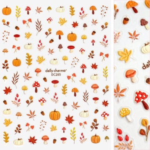 3D Embossed Nail Art Sticker / Autumn Cottagecore