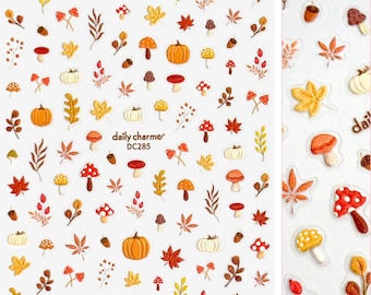 3D Embossed Nail Art Sticker / Autumn Cottagecore