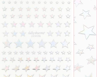 Chic Nail Art Sticker / Dazzling Stars / Holographic Silver