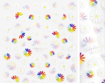 Floral Nail Art Sticker / Rainbow Daisies