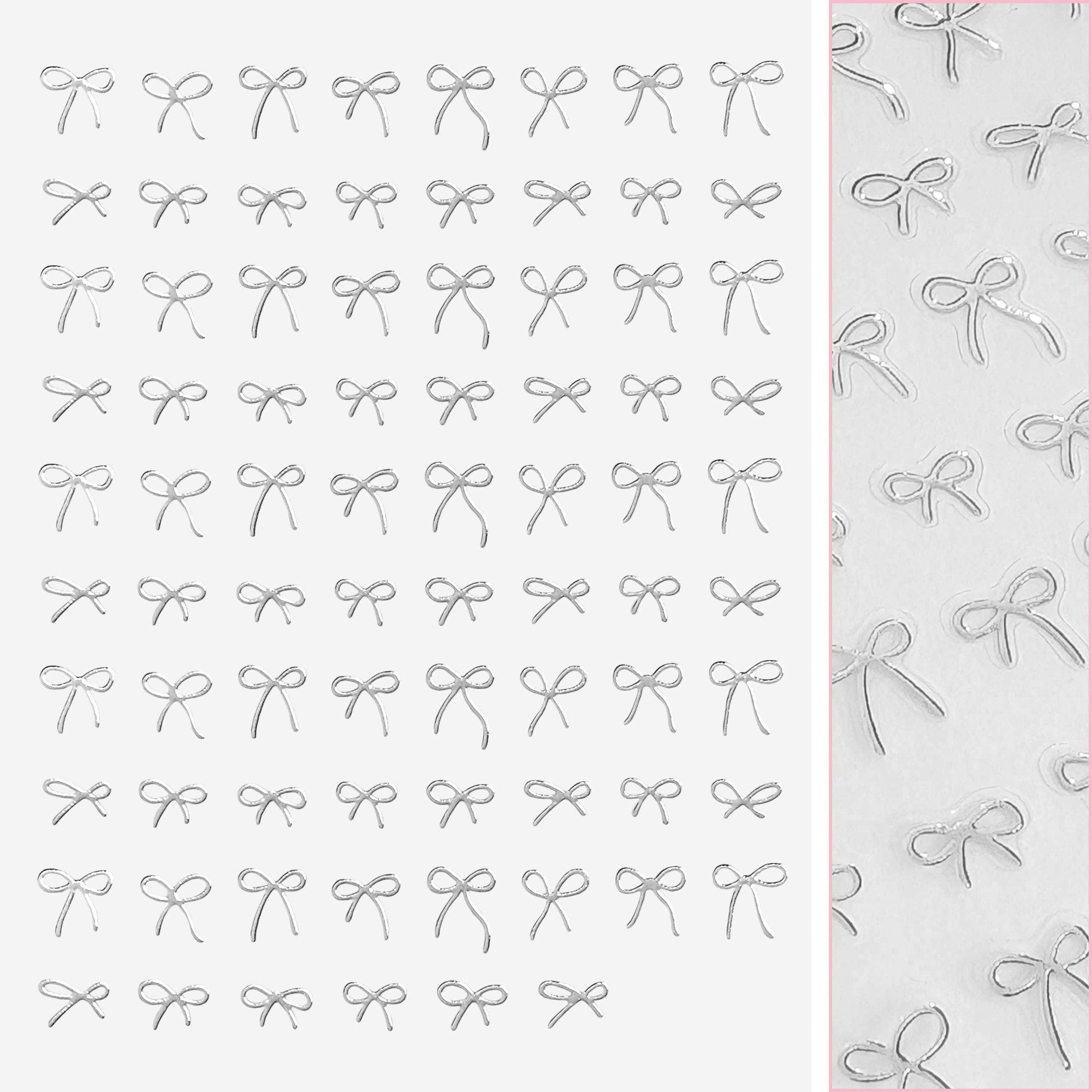 Kawaii Nail Art Sticker / Coquette Bows / Silver