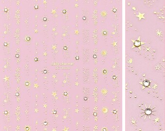 Bejeweled Nail Art Sticker / Starstruck / Gold