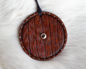 Leather Viking Norse Shield Necklace