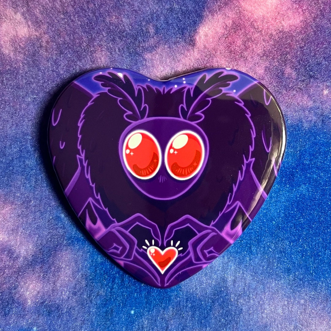Mothman Heart Button Pin - Etsy