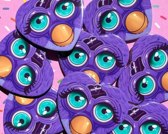 Furby Face Heart Pinback Button