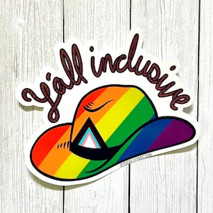 Adesivo per cappello da cowboy "Y'all Inclusive Pride"