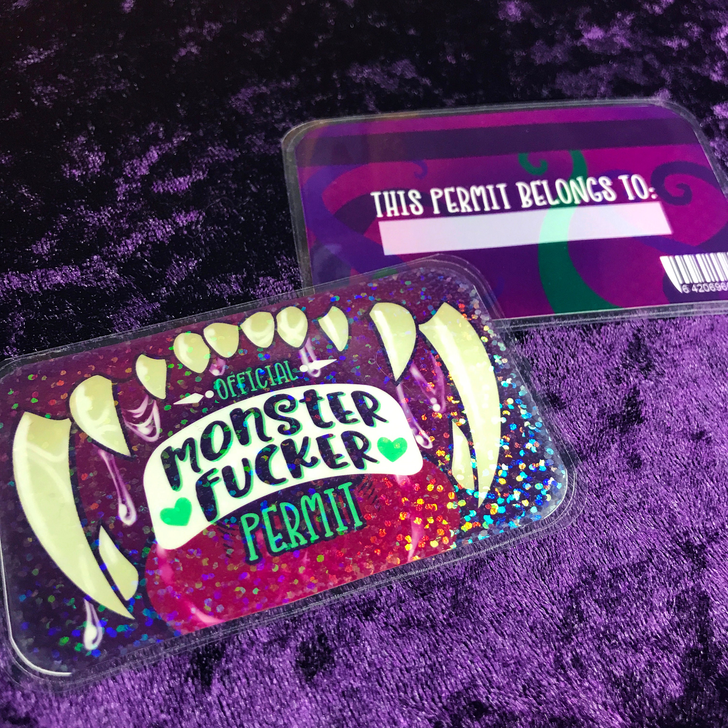 Monster Lover Fker Permit Laminated Holographic - Etsy